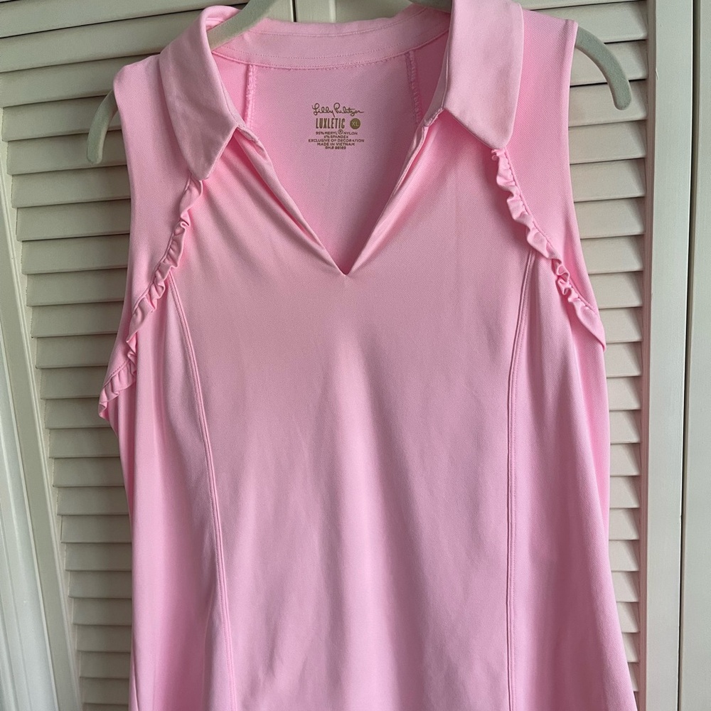 Lilly Pulitzer Pink Sleeveless Top with Ruffle Detail